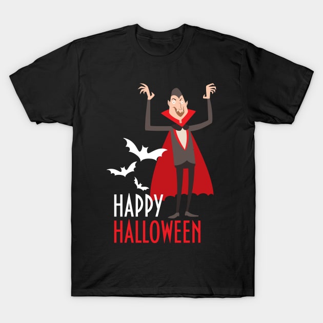 Vampire Scary and Spooky Happy Halloween Funny Graphic T-Shirt by SassySoClassy